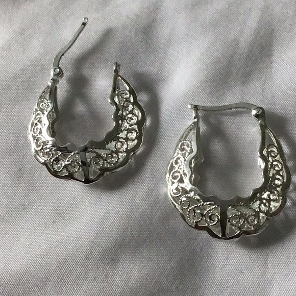 ✅Firm Price✅PURE 10.0% Silver Filigree Hoops - Picture 2 of 4